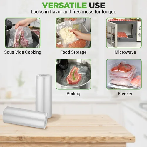 Miniatura 4 de NutriChef Bolsas selladoras al vacío de 8 x 50 pulgadas, paquete de 2 unidades compatibles con todas las marcas, grado comercial, resistentes
