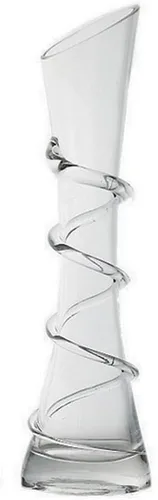 Jarrón de vidrio soplado hecho a mano, vidrio transparente, forma oblonga, estilo moderno, patrón de hilo, sin tallo, perfecto para decoración del