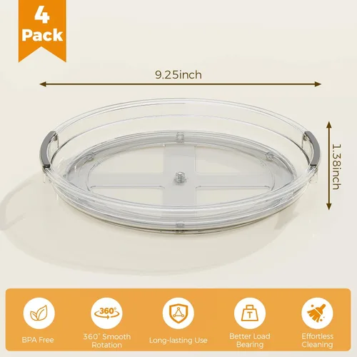 Miniatura 5 de Paquete de 2 Organizadores Lazy Susan, Mesa Giratoria Lazy Susan de 9.25 pulgadas para Gabinete Superficie de Mesa Refrigerador, Organizador