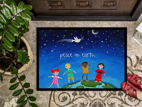 Miniatura 3 de Caroline's Treasures VHA3039MAT - Felpudo de la paz en la tierra de 18 x 27 pulgadas, para interiores y exteriores, para entrada, antideslizante