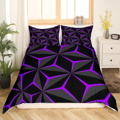 Miniatura 19 de Funda de edredón de panal para niños, hombres y niñas, juego de ropa de cama moderno con temática geométrica hexagonal, diseño de cuadrícula