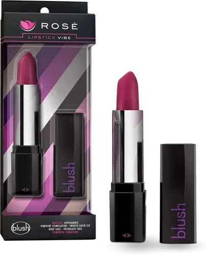 Blush Rose - Vibrador de lápiz labial - Discreto mini masajeador personal vibrador - Punta suave de satén - Silencioso tamaño de bolsillo de 4