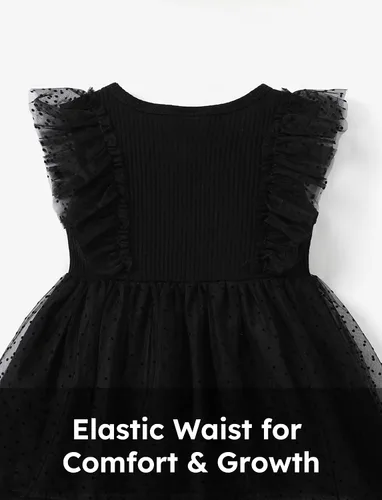 Miniatura 4 de PATPAT Vestido de tutú sin mangas de algodón para niña, vestido de encaje con volantes de malla