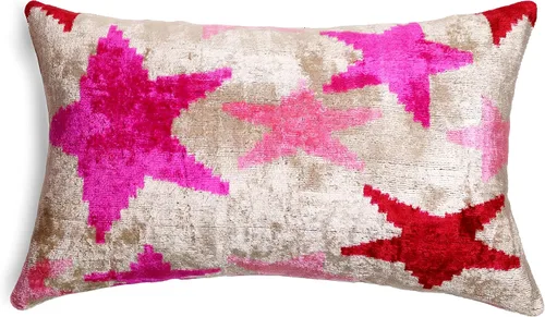 CANVELLO -Exquisita almohada de plumón/cojín: almohadas de plumas elegancia y arte | Almohadas icónicas con diseño Ikat | Seda de terciopelo suave