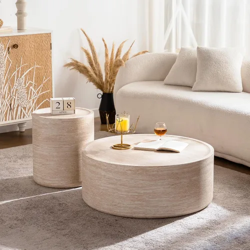 Miniatura 4 de Mesa de centro moderna, mesa de té central circular de 15.75 pulgadas, mesa de cóctel, mesas de centro redondas cilíndricas para sala de estar
