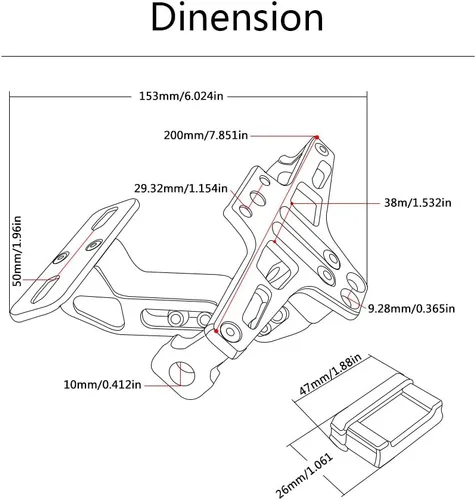 Miniatura 7 de Soporte universal para placa de matrícula de motocicleta, cola trasera, soporte para placa de matrícula, eliminador de guardabarros con luz LED