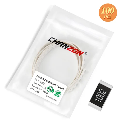 Miniatura 5 de Chanzon - 100 piezas de resistencias SMD 1206 0 Ω ohm 1/4W 0.25W ±1% de tolerancia, película gruesa, resistencias de chip SMT con certificado Rohs