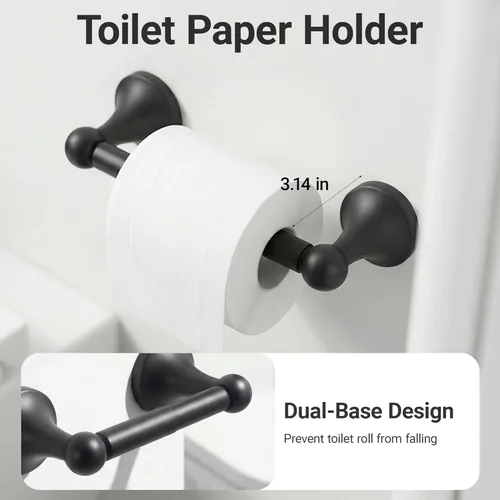Miniatura 5 de Juego de toallas de baño de 24 pulgadas para montar en la pared, juego de 4 piezas de acero inoxidable duradero con toallero, anillo para toallas