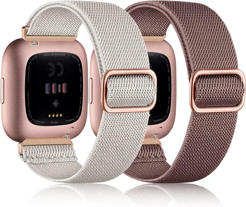 Miniatura 13 de Bandas elásticas compatibles con Fitbit Versa 2 Band para mujeres y hombres, correa deportiva suave ajustable de nailon trenzado transpirable