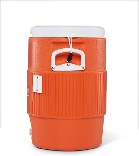 Miniatura 3 de Igloo Bidón para bebidas, de 5 galones, con tapa que sirve como asiento, y válvula para servirse. Naranja