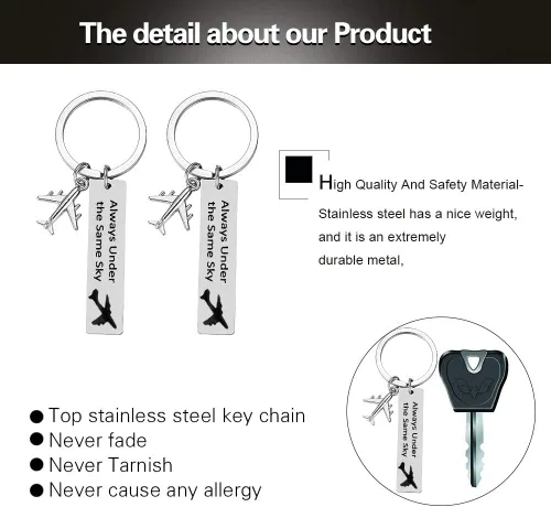 Miniatura 7 de Regalos para relaciones de larga distancia, llaveros para parejas, llavero de buen amigo, regalo de joyería con texto en inglés "Always Under the