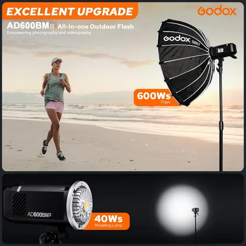 Miniatura 2 de Godox AD600BM II - Estroboscópico de flash para exteriores actualizado GN87 600W, 2.4G inalámbrico, sincronización de 1 toque con disparador X3