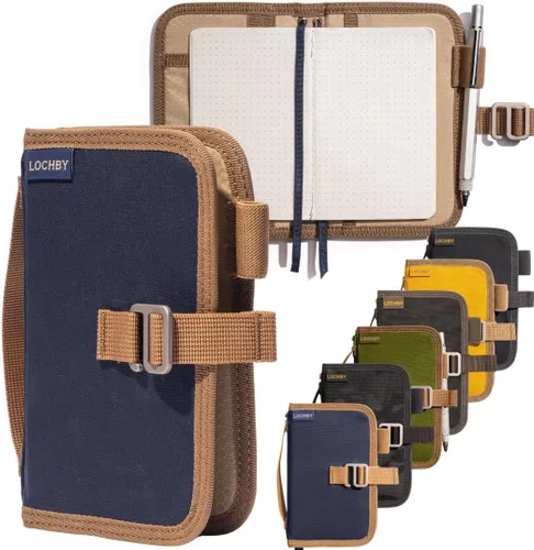 Miniatura 54 de LOCHBY® Carpeta Field A5 Cubierta de carpeta de 6 anillas Lona encerada resistente al agua Diseño plano Sistema A5 apto para recargar