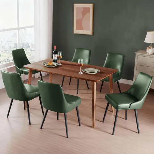 Miniatura 18 de kinmars Juego de 2 sillas de comedor tapizadas modernas con cojín de asiento grueso y respaldo curvo, silla de comedor de tela para cocina, comedor
