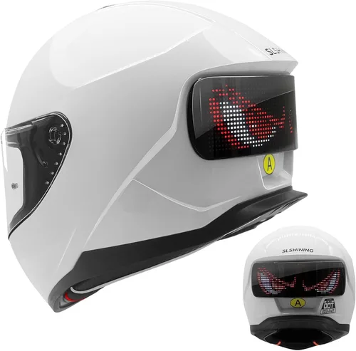 Full Face Motorcycle Helmet - DOT Approved, App Programmable Rear Display, USB Charging, Adult Dirt Bike Helmet for Men & Women