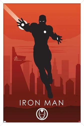 Miniatura 14 de Trends International Marvel Heroic Silhouette - Póster de pared de Iron Man, 14.725 x 22.375 pulgadas, versión enmarcada de madera de granero