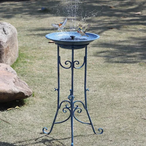 Miniatura 2 de Fuente Solar para Pájaros para Exterior, Juego de Combo de Fuente Solar y Baño de Pájaros con Soporte de Metal y Burbujeador, Baños Solares