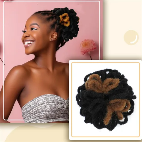 Miniatura 26 de DreadLocks Chignons Afro High Puff Cola de Caballo con Cordón Moño de Cabello Postizos Faux Locs Chignons con Clip Cola de Caballo para Mujeres