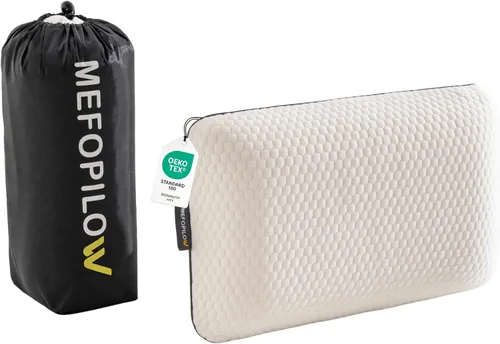 Miniatura 21 de Almohada de viaje de espuma viscoelástica con funda lavable y bolsa de transporte, almohada de cuello compacta, suave y transpirable para avión