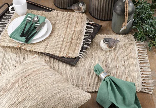 Miniatura 4 de SARO LIFESTYLE Chindi Collection - Almohada de yute rellena de plumón, 18 pulgadas, natural
