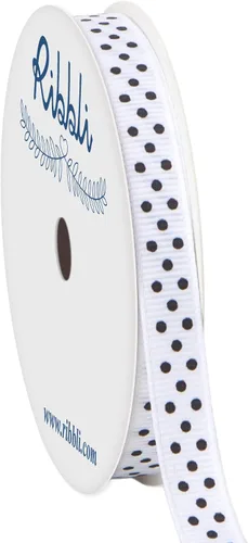 Miniatura 8 de Ribbli Cinta de grogrén para manualidades, carrete de 3/8 pulgadas, 10 yardas, narciso amarillo con puntos blancos, uso para envolver regalos