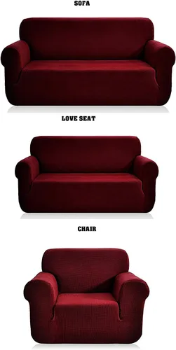 Miniatura 5 de Luxury Home Juego de fundas protectoras para sofá, elastano elástico, antideslizante, para muebles de 3/2 cojines