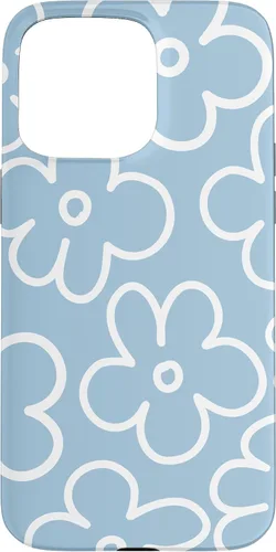 Miniatura 30 de Funda floral para iPhone 14 Cute Sky Blue and White Flower Pattern Wildflower