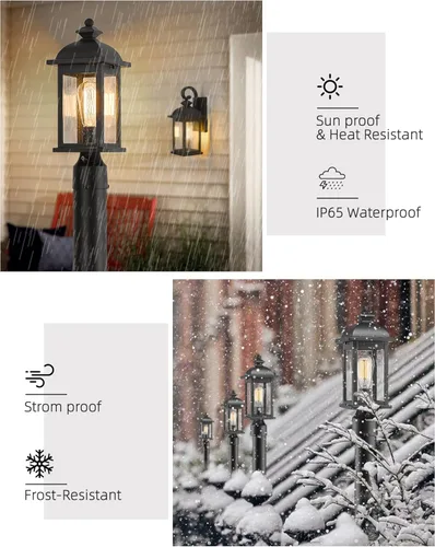 Miniatura 4 de FEMILA Luz de poste al aire libre del atardecer al amanecer, lámpara de poste impermeable, postes de lámpara exterior iluminación exterior