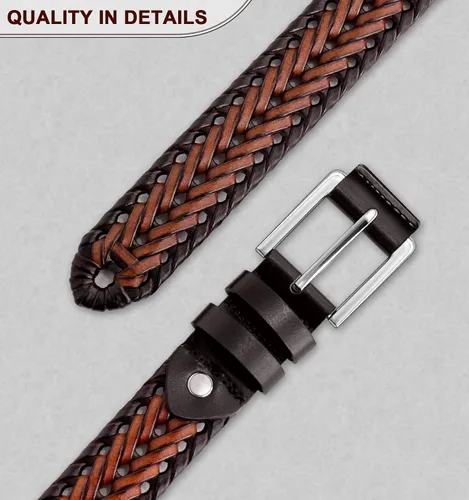 Miniatura 7 de Cinturones para hombre, cinturones trenzados de cuero Bulliant para hombre, pantalones de mezclilla casuales para golf, cualquier ajuste, caja
