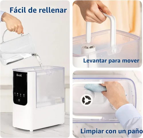Miniatura 7 de LEVOIT Humidificadores para dormitorio y hogar, humidificador de aire inteligente de niebla cálida y fría para habitación grande, humedad Blanco