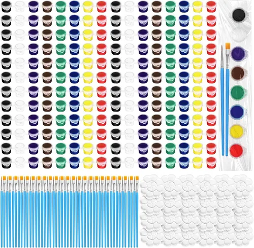 Miniatura 8 de Fulmoon Juego de 24 mini pintura acrílica para niños, 12 colores/8 colores para adultos, kit de pintura lavable, mini kit de pintura, manualidades