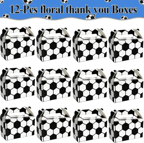 Miniatura 3 de Tevxj Paquete de 12 cajas de regalo para fiesta de fútbol, bolsas de dulces de fútbol, bolsas de golosinas y aperitivos para fiestas deportivas