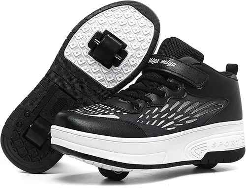 Miniatura 14 de Wooowyet - Zapatos con ruedas recargables para patinar para niños, unisex, con luces LED, moda