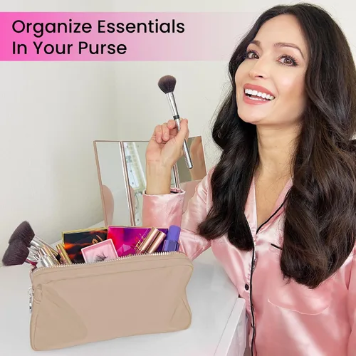 Miniatura 2 de DANCOUR Bolsas de maquillaje de nailon para mujer, bolsa grande de aseo de viaje, bolsa de cosméticos, organizador de maquillaje
