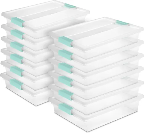 Miniatura 12 de Sterilite Paquete de 18 cajas de clip, contenedores apilables de plástico transparente con tapas de cierre, tamaño pequeño, suministros