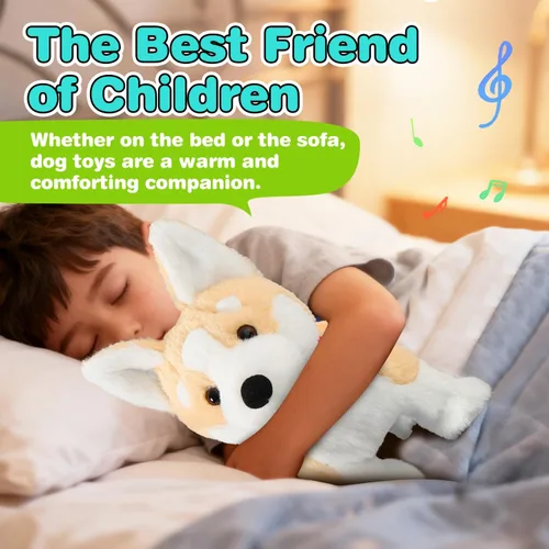Miniatura 7 de HCdoujoy Perro Corgi juguete que camina y ladra, cachorro interactivo musical que canta y baila con control de volumen, camina con correa, menea