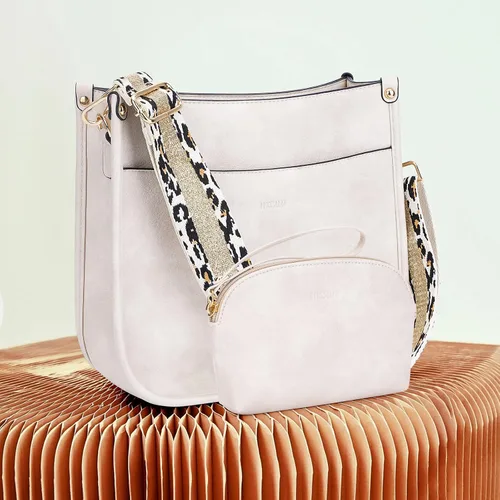 Miniatura 9 de HKCLUF Bolso cruzado para mujer, 2 piezas, de cuero, con 2 correas ajustables de leopardo, bolsa cruzada