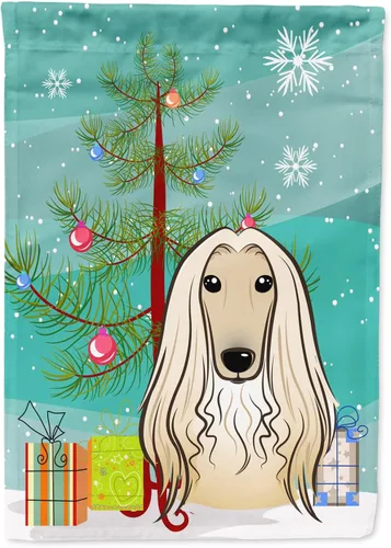 Miniatura 103 de Caroline's Treasures BB1622CHF - Bandera de casa Shih Tzu con árbol de Navidad y gris plateado para porche, grande, para colgar en la pared