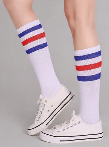 Miniatura 5 de Pareberry calcetines clásicos de algodón suave hasta la pantorrilla, estilo retro, blancos