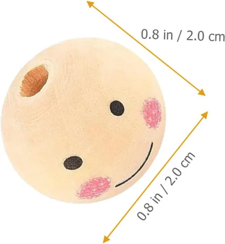 Miniatura 7 de Kisangel Cuentas de madera con cara sonriente, cuentas de madera cuadradas de 0.78 pulgadas para hacer joyas, suministros para manualidades