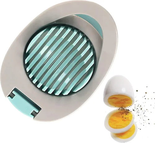 Cortador de huevos duros con alambre de acero inoxidable apto para lavavajillas (verde)