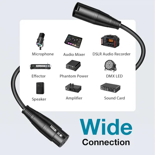 Miniatura 4 de InnoGear XLR - Cables de micrófono, 3 pies, paquete de 2 cables de cobre sin oxígeno macho a hembra de 3 pines, cable de micrófono XLR equilibrado