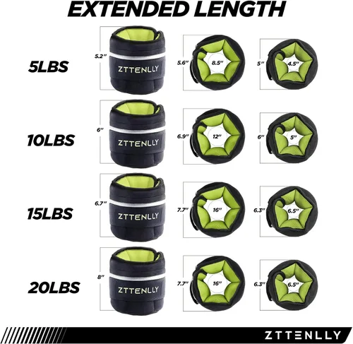 Miniatura 8 de Pesas ajustables para tobillo de 1-5/10/15/20 libras, par con bolsa de transporte, telas transpirables, ribete reflectante, entrenamiento de fuerza