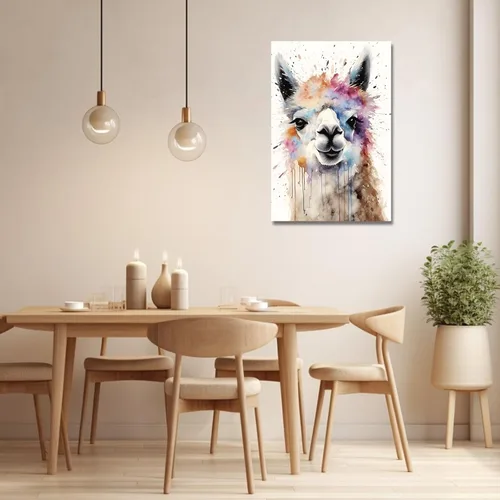 Miniatura 3 de LZIMU Lienzo de alpaca en acuarela, divertido póster de alpaca, impresiones de lindos animales, obras de arte coloridas para guardería, decoración