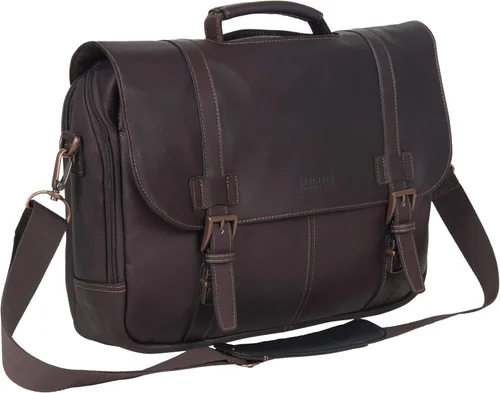Kenneth Cole REACTION Show Business - Bolsa de mensajero de cuero colombiano para portátil de negocios de 16 pulgadas