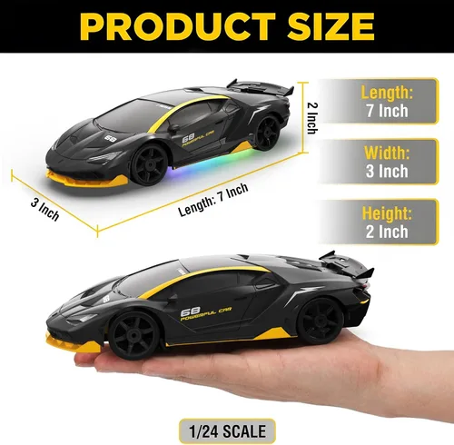 Miniatura 6 de Automóvil de control remoto RC Auto de deriva RC 2.4GHz 1:24 4WD 15KM/H Auto de carreras deportivas de alta velocidad con luces LED Neumático