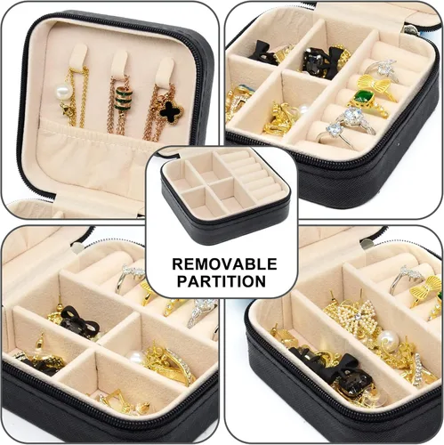 Miniatura 29 de KEINE MARKE Joyero pequeño, estuche portátil de viaje para anillos, colgantes, aretes, collares, organizador de pulseras, cajas de almacenamiento, 1