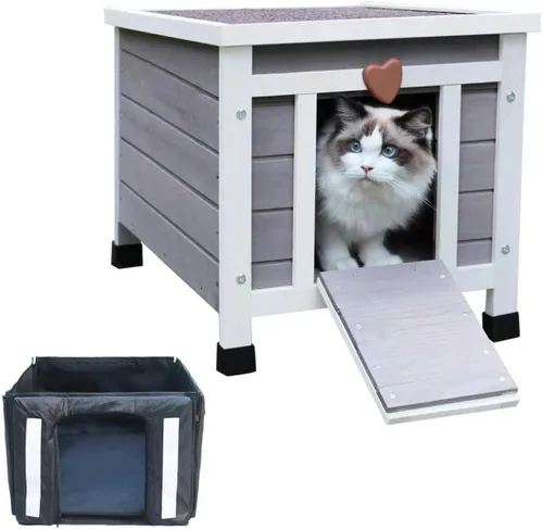 Casa para gatos resistente a la intemperie para gatos al aire libre en invierno, refugio para gatos al aire libre 100% aislado en todo el perímetro