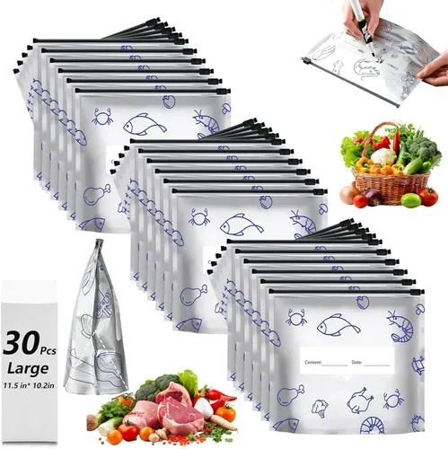 Miniatura 9 de 30 bolsas reutilizables de Mylar para almacenamiento de alimentos, bolsas de aluminio impermeables, bolsas de pie para congelador, contenedores