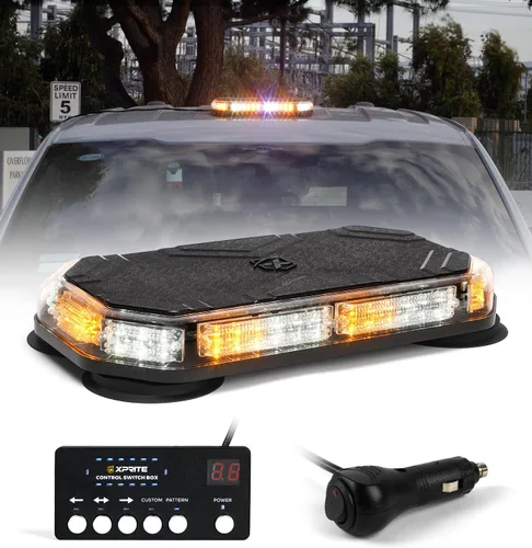Miniatura 10 de Xprite Barra de Luz Estroboscópica de Emergencia Ámbar para Techo, Luces Intermitentes de Seguridad Beacon de Advertencia con Panel de Control Base